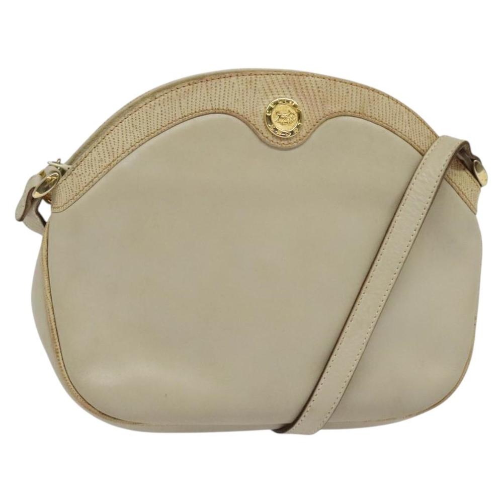 CELINE Shoulder Bag Leather Gold Beige Auth BA2040 - Picture 1 of 16